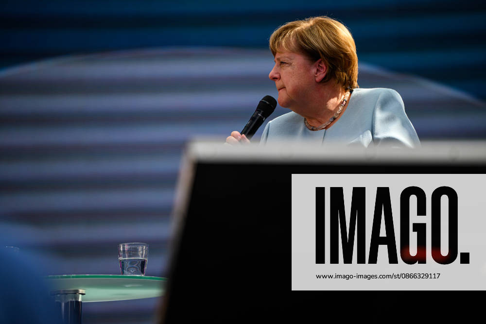 COLOGNE, GERMANY - 8 SEPTEMBER, 2026: Angela Merkel Stateswoman and former Chancellor of Germany - DIGITAL X 2026 at Rheinauhafen.