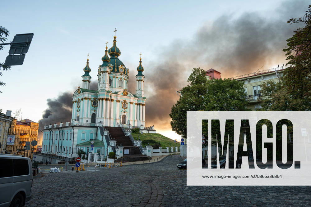 Destruction and fires reported across Kyiv districts after Russian attack A plume of smoke rises behind St. Andrew s Church in Kyiv, Ukraine, on September 8, 2026. On Tuesday night, September 8, Russian forces launched a strike on the Ukrainian capital with ballistic and cruise missiles, as well as jet UAVs. The attack caused damage to civilian infrastructure, residential areas, and business facilities. Three people were killed, and 19 were injured. Kyiv Ukraine