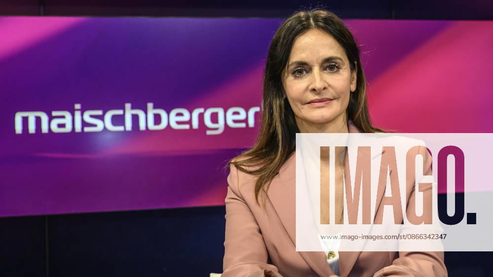 From left: Iris Sayram, ARD Capital Studio, GER, Berlin, studio, guest on Maischberger, political talk show, TV, program, with host Sandra Maischberger, Das Erste, from Adlershof, Am Studio 20, September 8, 2026,