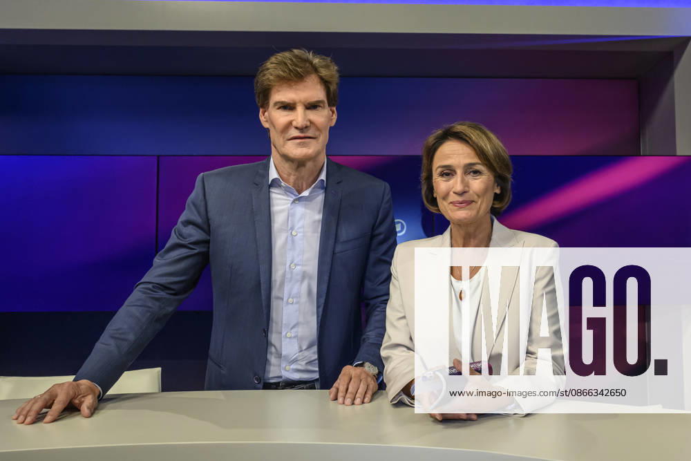 V l Carsten Maschmeyer, entrepreneur, with Sandra Maischberger, GER, Berlin, studio, guest on *Maischberger*, political talk show, TV, program, with host Sandra Maischberger, *Das Erste*, from Adlershof Am Studio 20, September 8, 2026,