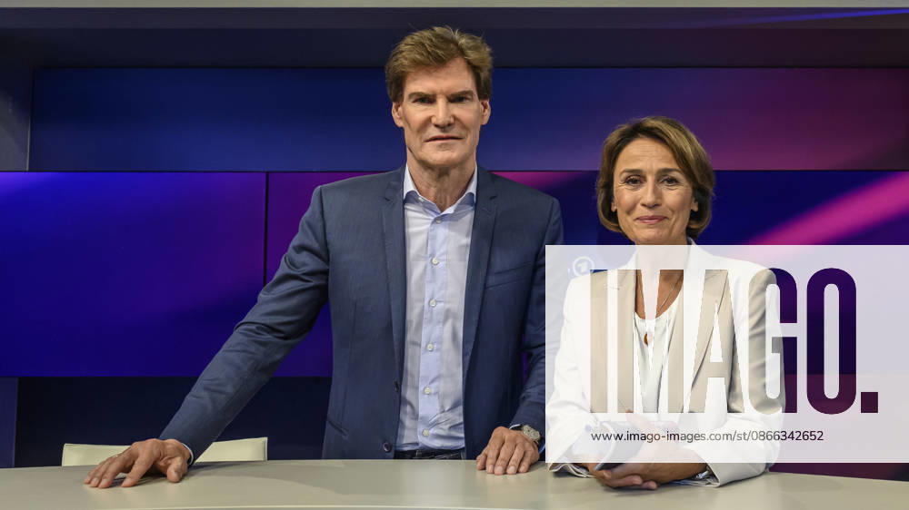 V l Carsten Maschmeyer, entrepreneur, with Sandra Maischberger, GER, Berlin, studio, guest on *Maischberger*, political talk show, TV, program, with host Sandra Maischberger, *Das Erste*, from Adlershof Am Studio 20, September 8, 2026,