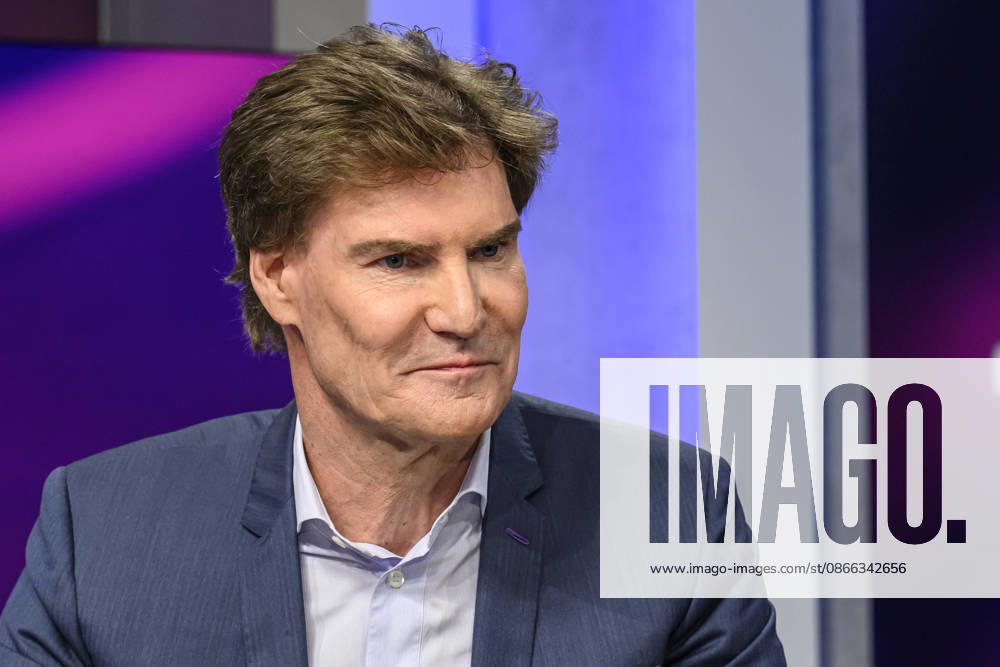 From left: Carsten Maschmeyer, entrepreneur, GER, Berlin, studio, guest on Maischberger, political talk show, TV, program, with host Sandra Maischberger, Das Erste, from Adlershof, Am Studio 20, September 8, 2026,