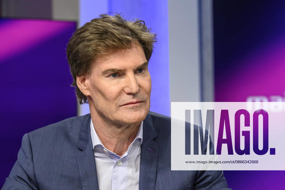 From left: Carsten Maschmeyer, entrepreneur, GER, Berlin, Studio, guest on *Maischberger*, political talk show, TV, program, with host Sandra Maischberger, Das Erste, from Adlershof, Am Studio 20, September 8, 2026,