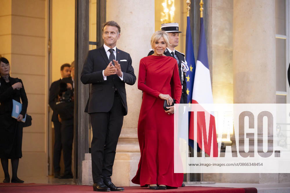 French State dinner for South Korea s President - Paris France s President Emmanuel Macron and his wife Brigitte Macron arrive for a State dinner organised by France s President Emmanuel Macron for South Korea s President Lee Jae Myung at the Elysee Presidential Palace, in Paris on September 8, 2026.Photo by Eliot Blondet ABACAPRESS.COM Paris France France