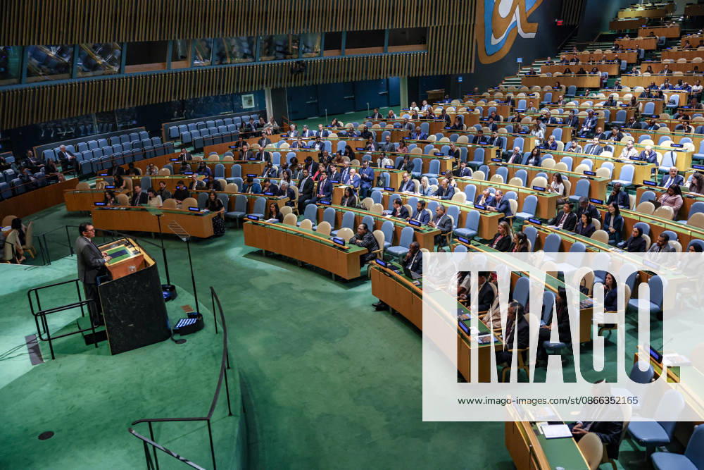 Wide angle of KHALILUR RAHMAN as he delivers his first address as President of the 81st session of the UN General Assembly during the opening of UNGA81 at UNHQ. RAHMAN begins his presidency under the theme â€oeRestoring Trust, Managing Transformation: A United Nations That Delivers for All,†with a focus on rebuilding trust, strengthening multilateralism and advancing UN reform. New York United States - ZUMAo116 20260908_znp_o116_087