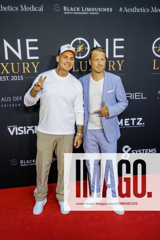 Patchworkboys Oliver Pocher and Pietro Lombardi at the Private Summer Gathering by One Luxury at Villa Stella Rheni in Bonn, North Rhine-Westphalia, Germany