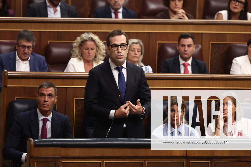 Congressional Questioning Session of the Government Dominated by the Crisis in Ceuta First Vice President and Minister of Economy, Trade, and Business Carlos Cuerpo speaks during a plenary session in the Congress of Deputies on September 9, 2026, in Madrid, Spain. The government faces its first question-and-answer session since the start of the legislative session, coinciding with the declassification of some 40 documents, dated from July 1 to August 1, related to the crisis in Ceuta stemming from the massive influx of some 80,000 migrants across the border with Morocco. Saiz indicated that more relevant reports would be published if necessary, since the government has nothing to hide. SEPTEMBER 9, 2026, Madrid, Spain