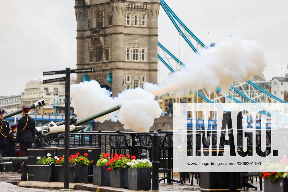 Gun salute to mark fourth anniversary of the accession to the throne of King Charles in London - 08 Sep 2026 The Honourable Artillery Company fires a 62-gun salute at the Tower of London in London, marking the fourth anniversary of the accession to the throne of His Majesty King Charles III. London United Kingdom