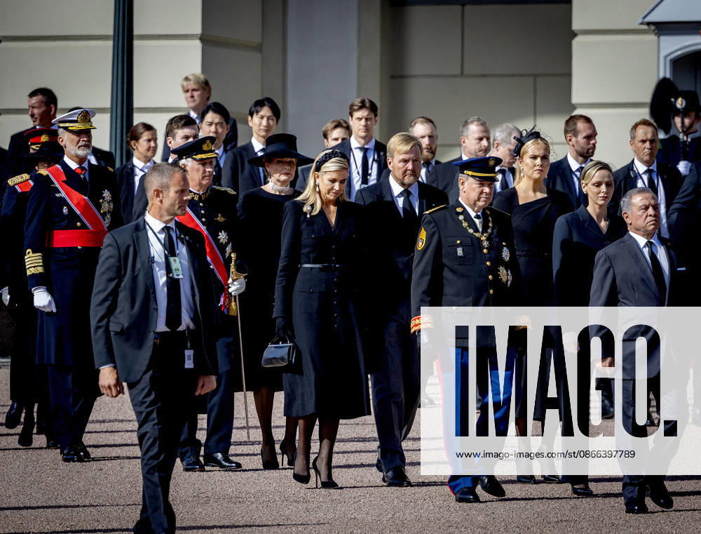 Funeral of King Harald of Norway at the Dom cathedral in Oslo. King Willem-Alexander and Queen Maxima and Princess Amalia Â