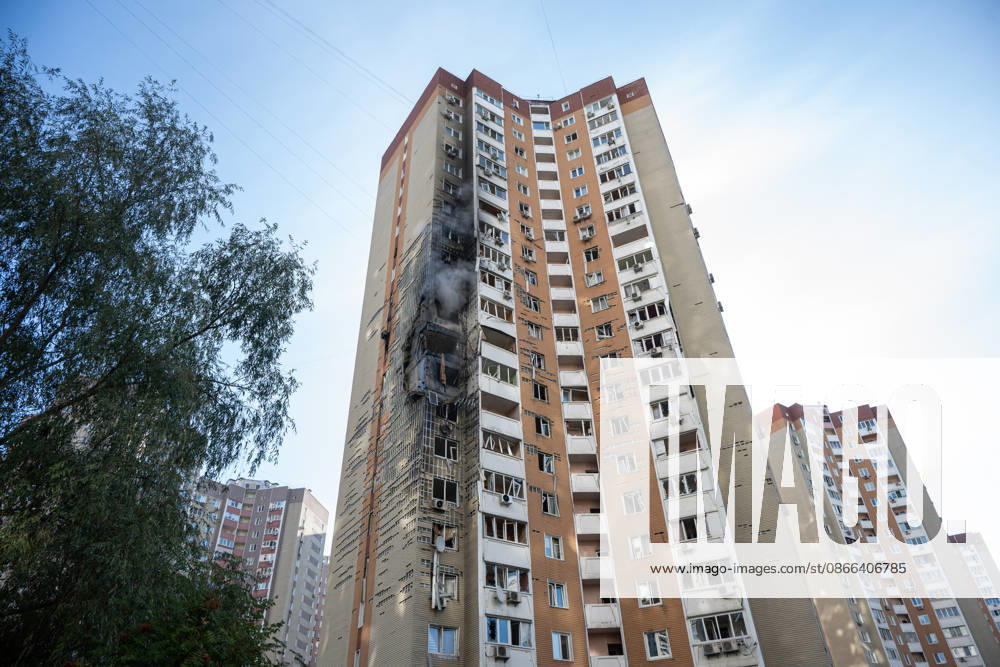 A 24-storey apartment block is damaged by a Russian attack in the Darnytskyi district of Kyiv, Ukraine, September 9, 2026. On Wednesday morning, September 9, a Russian drone hit the 24-storey building on the 12th floor. According to police, five people were injured, including a pregnant woman. (Photo by Danylo Antoniuk Ukrinform) Apartment block hit by Russian drone in Kyiv