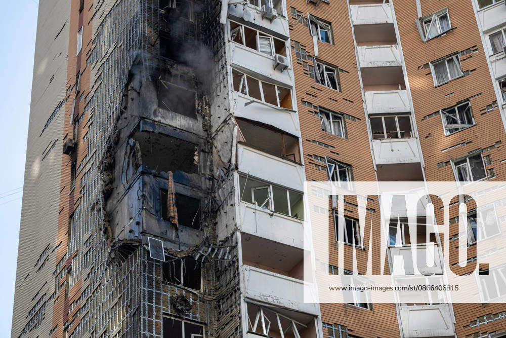A 24-storey apartment block is damaged by a Russian attack in the Darnytskyi district of Kyiv, Ukraine, September 9, 2026. On Wednesday morning, September 9, a Russian drone hit the 24-storey building on the 12th floor. According to police, five people were injured, including a pregnant woman. (Photo by Danylo Antoniuk Ukrinform) Apartment block hit by Russian drone in Kyiv