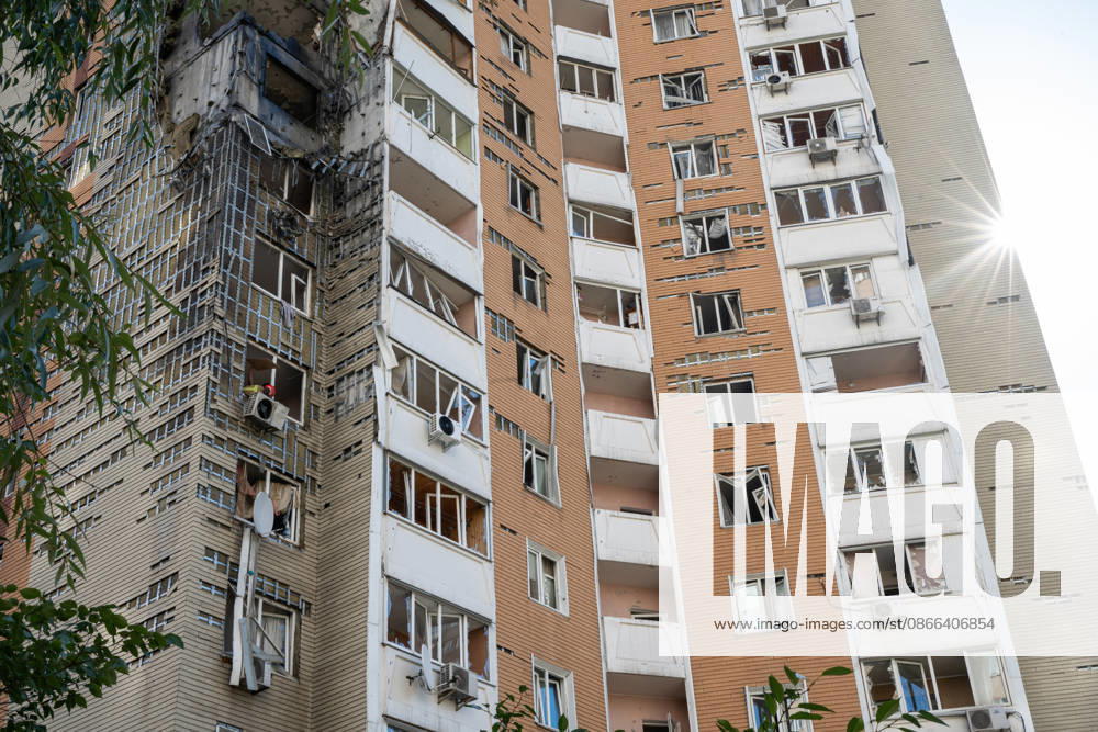 A 24-storey apartment block is damaged by a Russian attack in the Darnytskyi district of Kyiv, Ukraine, September 9, 2026. On Wednesday morning, September 9, a Russian drone hit the 24-storey building on the 12th floor. According to police, five people were injured, including a pregnant woman. (Photo by Danylo Antoniuk Ukrinform) Apartment block hit by Russian drone in Kyiv