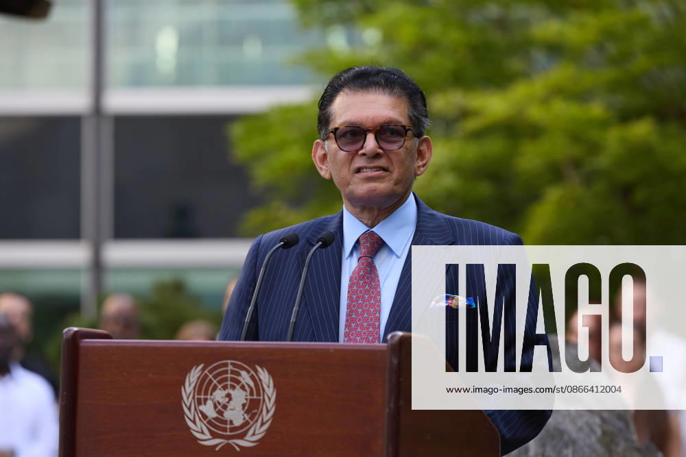 Khalilur Rahman, president of the U.N. General Assembly s 81st session, addresses attendees at the Peace Bell Ceremony marking the International Day of Peace. New York USA - ZUMAs237 20260909_aap_s237_003