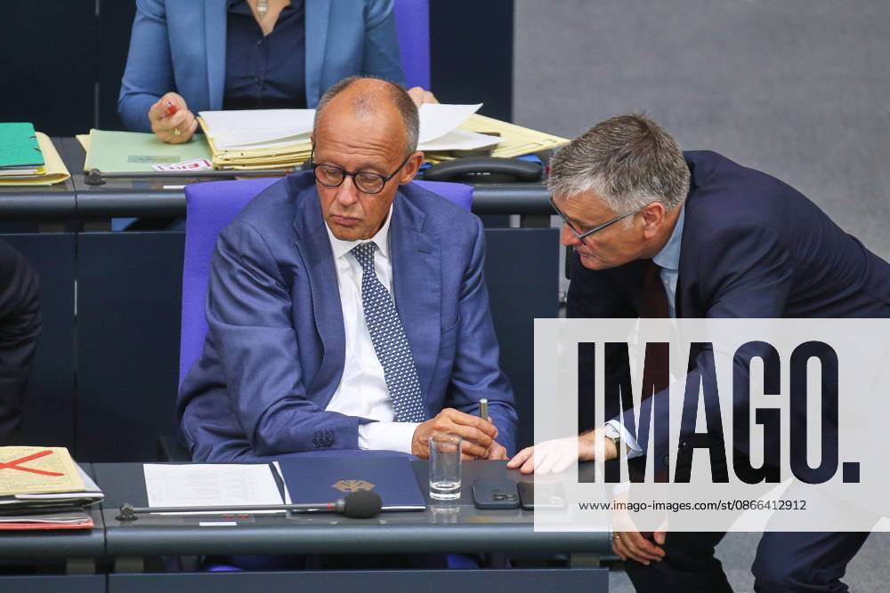 German Bundestag 92nd Session of the Bundestag Budget Week Chancellor Friedrich Merz (CDU) and Government Spokesperson Stefan Kornelius