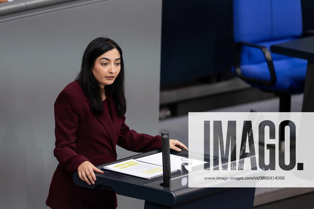 GER, Berlin, 92nd session of the German Bundestag in the plenary hall of the Reichstag building. Reem Alabali Radovan, Federal Minister for Economic Cooperation and Development, stands at the lectern; gestures, facial expressions, emotions