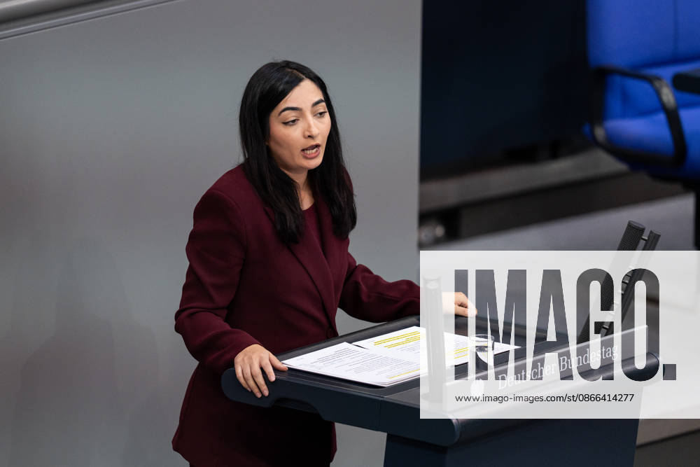 GER, Berlin, 92nd session of the German Bundestag in the plenary hall of the Reichstag building. Reem Alabali Radovan, Federal Minister for Economic Cooperation and Development, stands at the lectern; gestures, facial expressions, emotions