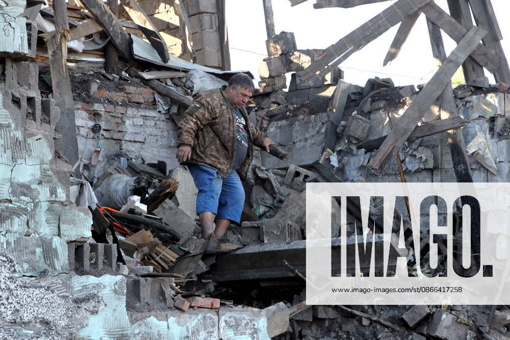 Aftermath of Russian drone attack in Dnipro A man examines a private house destroyed in a Russian drone attack in Dnipro, Ukraine, on September 9, 2026. On Wednesday night, September 9, Russian drones struck the eastern Ukrainian city. The attack caused fires at warehouses storing building materials and at a private house. Rescuers freed three people, including a 15-year-old boy, from the basement of the damaged home. A 51-year-old man and a 52-year-old woman were taken to hospital. Dnipro Ukraine
