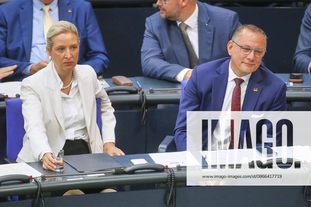 German Bundestag 92nd Session of the Bundestag Budget Week Alice Weidel and Tino Chrupalla, both of the AfD
