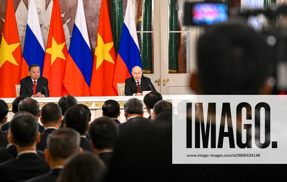 Russia Vietnam 9239778 09.09.2026 Vietnamese President To Lam and Russian President Vladimir Putin make statements to the press following their meeting at the Kremlin in Moscow, Russia. Alexey Maishev Sputnik Moscow Russia