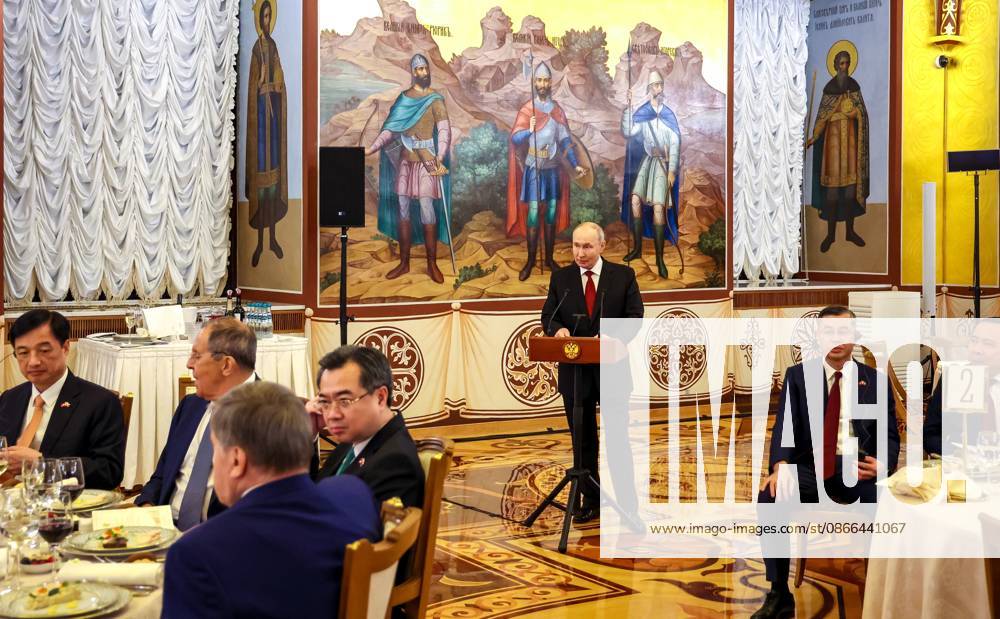 Russia Vietnam 9239820 09.09.2026 Russian President Vladimir Putin speaks at a state dinner for Vietnamese President To Lam at the Kremlin in Moscow, Russia. Alexander Kazakov Sputnik Moscow Russia