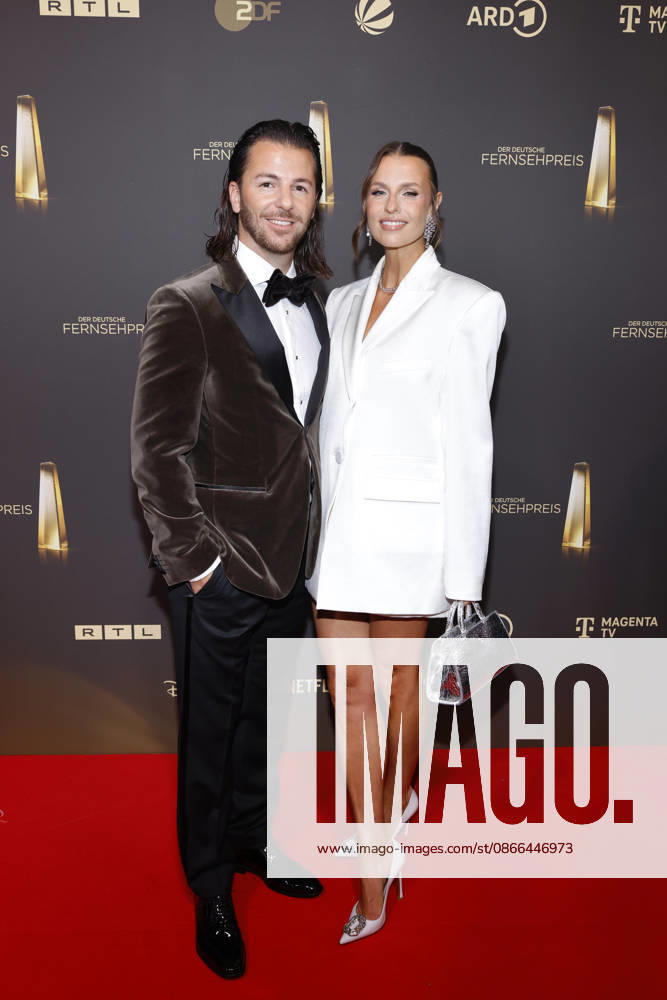 Host Riccardo Basile and his girlfriend, host Laura Wontorra, at the 2026 German Television Awards at the Confex Center at Koelnmesse in Cologne, September 9, 2026, North Rhine-Westphalia, Germany