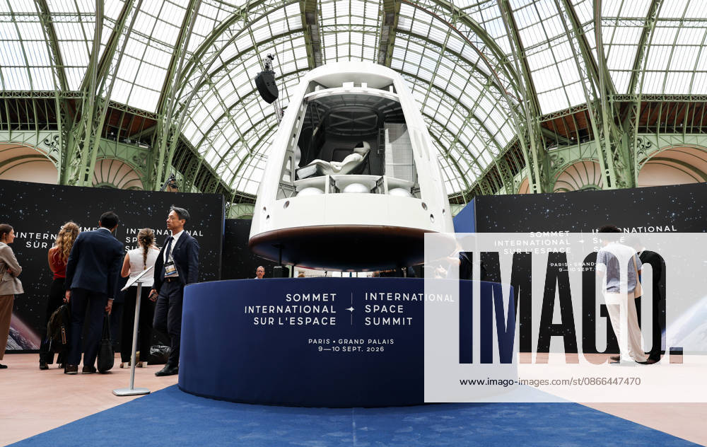 (260909) -- PARIS, Sept. 9, 2026 -- An exhibit is seen during the International Space Summit at the Grand Palais in Paris, France, Sept. 9, 2026. The first International Space Summit opened Wednesday in Paris, bringing together heads of state and government, scientists, astronauts and industry representatives. ) FRANCE-PARIS-INTERNATIONAL SPACE SUMMIT WuxHuiwo