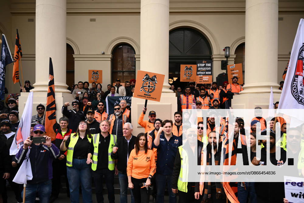 TWU STRIKE MELBOURNE, Transport Workers Union (TWU) members strike at Victorian Trades Hall in Carlton, Melbourne, Thursday, September 10, 2026. Thousands of transport workers start a 24-hour strike for a fight for safe, secure jobs. ( NO ARCHIVING MELBOURNE VICTORIA AUSTRALIA