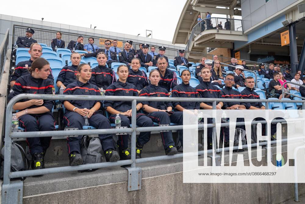 Firefighters from France attend memorial service to commemorate 25th anniversary of terrorist attack on World Trade Center in New York. Service was held at FerryHawks Stadium of Staten Island Borough, New York, NY on September 9, 2026. FDNY members, families of those how perished on that day and who died after of illnesses related to their work in the rescue and recovery efforts, members of fire departments from around the country as well as firefighters from Italy and France attended the service. Bronx USA - ZUMAr339 20260909_znp_r339_006