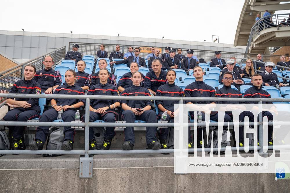Firefighters from France attend memorial service to commemorate 25th anniversary of terrorist attack on World Trade Center in New York. Service was held at FerryHawks Stadium of Staten Island Borough, New York, NY on September 9, 2026. FDNY members, families of those how perished on that day and who died after of illnesses related to their work in the rescue and recovery efforts, members of fire departments from around the country as well as firefighters from Italy and France attended the service. Bronx USA - ZUMAr339 20260909_znp_r339_007