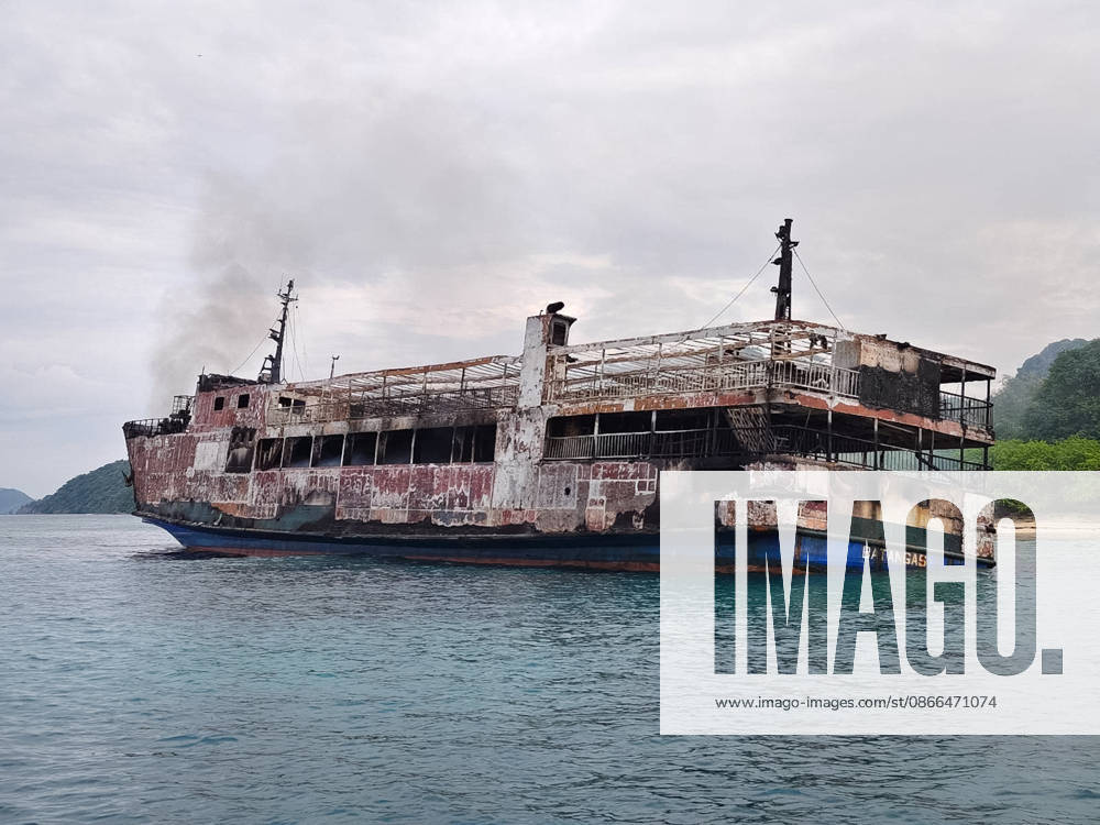Philippine ferry catches fire, killing at least 5, leaving dozens missing PALAWAN, PHILIPPINES - SEPTEMBER 10: (---- - MANDATORY CREDIT - PHILIPPINE COAST GUARD HANDOUT - NO MARKETING, NO ADVERTISING CAMPAIGNS - DISTRIBUTED AS A SERVICE TO CLIENTS----) The remains of the ferry MV June Aster are seen following a fire that broke out aboard the vessel in waters off Palawan, Philippines, on September 10, 2026. The MV June Aster was reportedly carrying more than 100 passengers when the fire broke out on Wednesday night. Five passengers have been confirmed dead, while more than 80 people remain missing. Search and rescue operations are underway. Philippine Coast Guard Handout Anadolu Palawan Philippines. Editorial use only