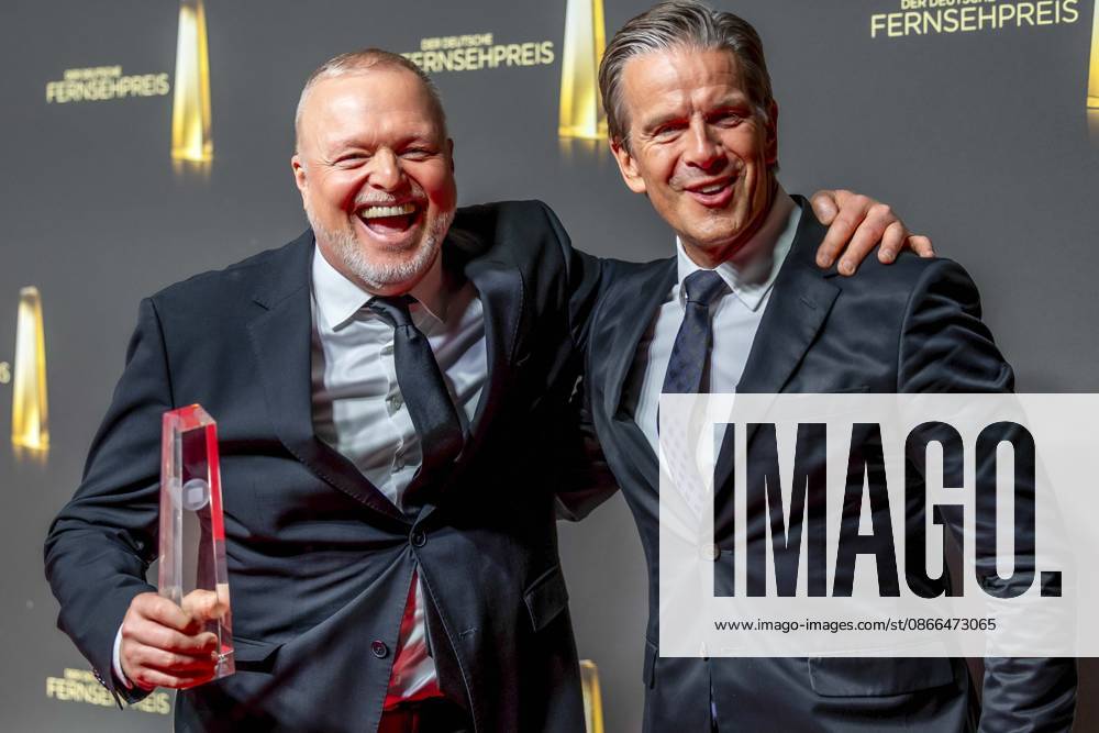 ABB TELEVISION AWARD: Stefan Raab and Markus Lanz, winners of the Television Award, appear on the red carpet at the gala ceremony for the 2026 German Television Award at the Confex Center on September 9, 2026, in Cologne, North Rhine-Westphalia, Germany