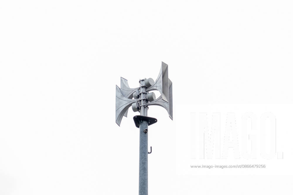 National Warning Day 2026 A siren system on the grounds of the fire department in the Peine district of Lower Saxony, Germany. On September 10, 2026, various warning systems will be tested in Germany as part of National Warning Day. Stock photo