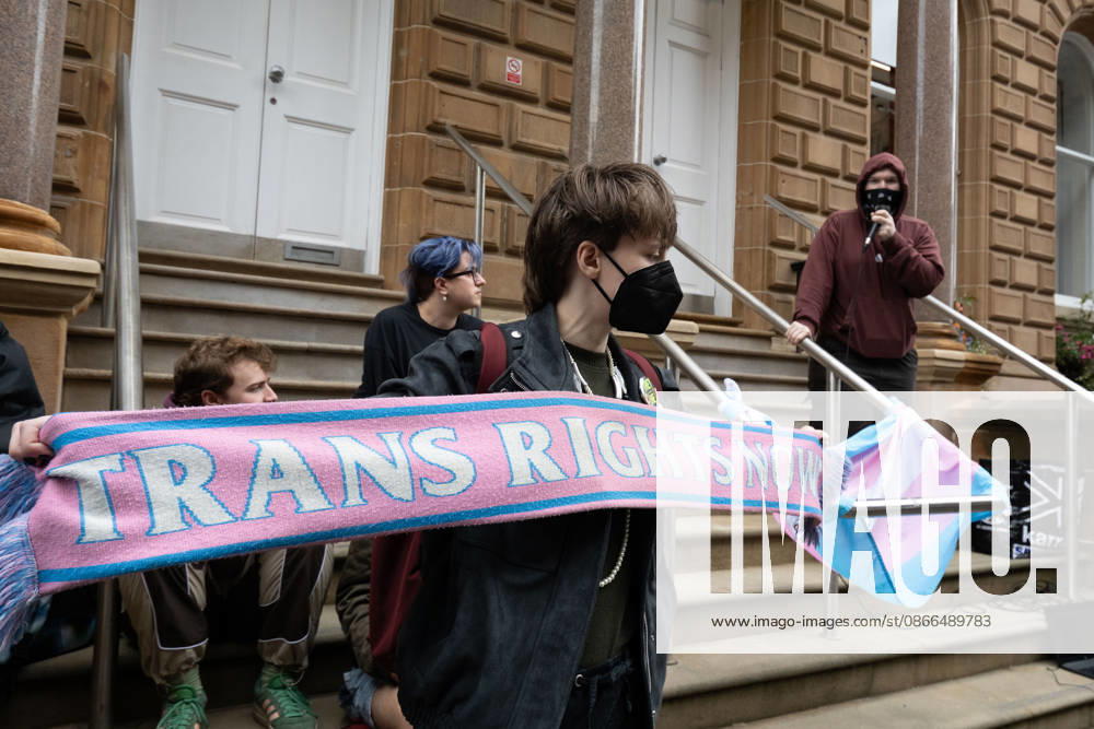 Transgender rights activists and allies held a protest outside the Glasgow office of the Equality and Human Rights Commission, opposing its ongoing stance, final proposals and guidance concerning the exclusion of transgender people from single-sex spaces and gendered services. Organised by Trans Weans Wont Wheesht, campaigners called on the equalities watchdog to respect trans rights and urged further outreach to local politicians. Glasgow UK - ZUMAs357 20260910_zip_s357_004