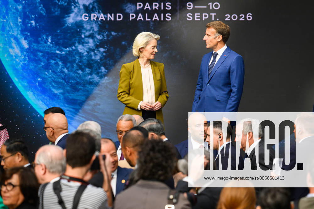 SIE International Space Summit - Paris Ursula von der Leyen, President of the European Commission, and French President Emmanuel Macron, attend the International Space Summit at Grand Palais in Paris, France on September 10, 2026. Photo by Eric Tschaen Pool ABACAPRESS.COM Paris France