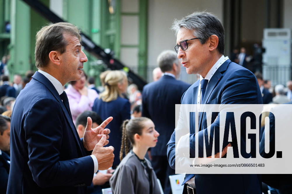 SIE International Space Summit - Paris Guillaume Faury, CEO of Airbus, exchanges with Patrick Caine, CEO of Thales, during the International Space Summit at Grand Palais in Paris, France on September 10, 2026. Photo by Eric Tschaen Pool ABACAPRESS.COM Paris IDF France