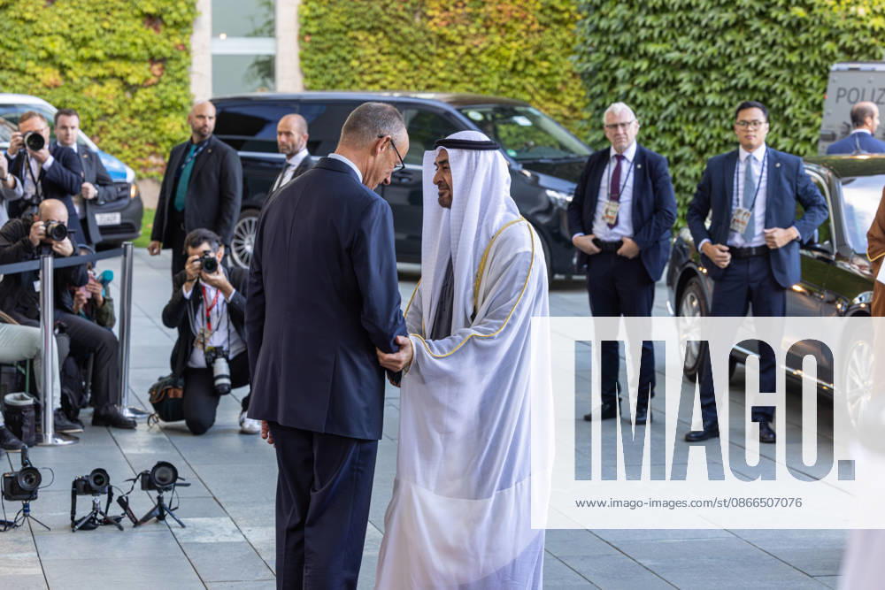 State Visit by His Highness the President of the United Arab Emirates, Sheikh Mohammed bin Zayed Al Nahyan, to the Federal Republic of Germany; Berlin, September 10, 2026—Chancellor Friedrich Merz welcomes the President of the United Arab Emirates, Sheikh Mohammed bin Zayed Al Nahyan, at the Federal Chancellery
