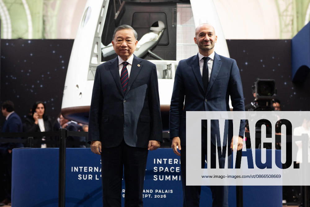 Tô Lâm, President of Vietnam, and Benjamin Haddad, Minister Delegate to the Minister of Europe and Foreign Affairs, responsible for European affairs, at the Space Summit at the Grand Palais in Paris, on September 10, 2026. Nearly 1,100 companies from the space sector will also be present at the Grand Palais, demonstrating the exceptional mobilization of the global space ecosystem around this event, organized by France and Germany. The Summit will address all issues related to the development and innovation of the space sector through three key themes: 1) meeting the challenges of the global space economy through international cooperation; 2) advancing science, technology, and space exploration from an international perspective; and 3) ensu