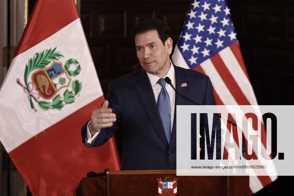 US Secretary of State Marco Rubio is welcomed by Peruvian President Keiko Fujimori in Peru LIMA, PERU - SEPTEMBER 10: U.S. Secretary of State Marco Rubio meets with Peruvian President Keiko Fujimori (not seen) at the Government Palace on September 10, 2026, in Lima, Peru. Following his visits to Colombia and Ecuador, the Secretary of State arrived in Lima to discuss key issues on the bilateral agenda, including security, the fight against drug trafficking, and trade. Peru is also expected to become part of the so-called Shield of the Americas, a U.S.-led regional security initiative. The meeting marked the first meeting between the governments of Peru and the United States. Klebher Vasquez Anadolu Lima Peru. Editorial use only. Please g