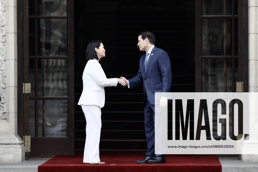 US Secretary of State Marco Rubio is welcomed by Peruvian President Keiko Fujimori in Peru LIMA, PERU - SEPTEMBER 10: U.S. Secretary of State Marco Rubio (R) meets with Peruvian President Keiko Fujimori (L) at the Government Palace on September 10, 2026, in Lima, Peru. Following his visits to Colombia and Ecuador, the Secretary of State arrived in Lima to discuss key issues on the bilateral agenda, including security, the fight against drug trafficking, and trade. Peru is also expected to become part of the so-called Shield of the Americas, a U.S.-led regional security initiative. The meeting marked the first meeting between the governments of Peru and the United States. Klebher Vasquez Anadolu Lima Peru. Editorial use only. Please get
