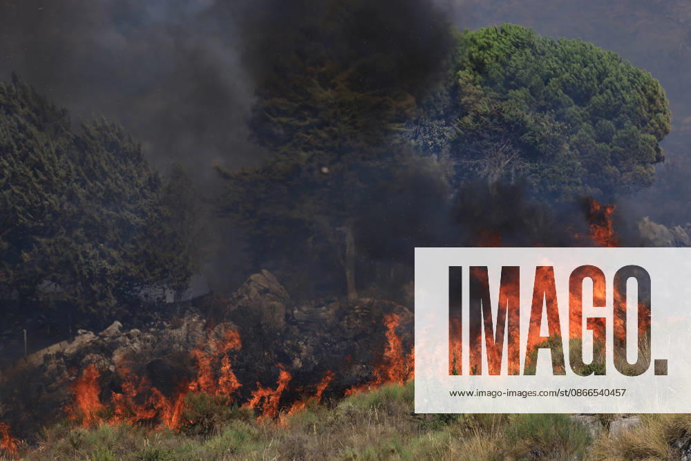 Wildfire near Palermo threatens homes in Giardinello, Sicily PALERMO, ITALY - SEPTEMBER 10: Flames and thick smoke rise from a forested area during a wildfire near Giardinello, close to Palermo on the island of Sicily, on September 10, 2026 in Palermo, Italy. The blaze began in the Carcatizzi area around midday a day earlier and spread rapidly, threatening nearby residential areas and damaging several homes. Firefighters battled the fire from the ground with fire engines and from the air with a firefighting aircraft and two helicopters. Alberto Lo Bianco Anadolu Sicily Italy. Editorial use only. Please get in touch for any other usage.