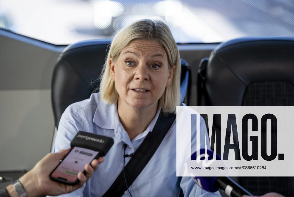 STOCKHOLM, SWEDEN 20260911 Social Democratic Party Chair Magdalena Andersson holds a press conference aboard a bus on Friday STOCKHOLM, SWEDEN