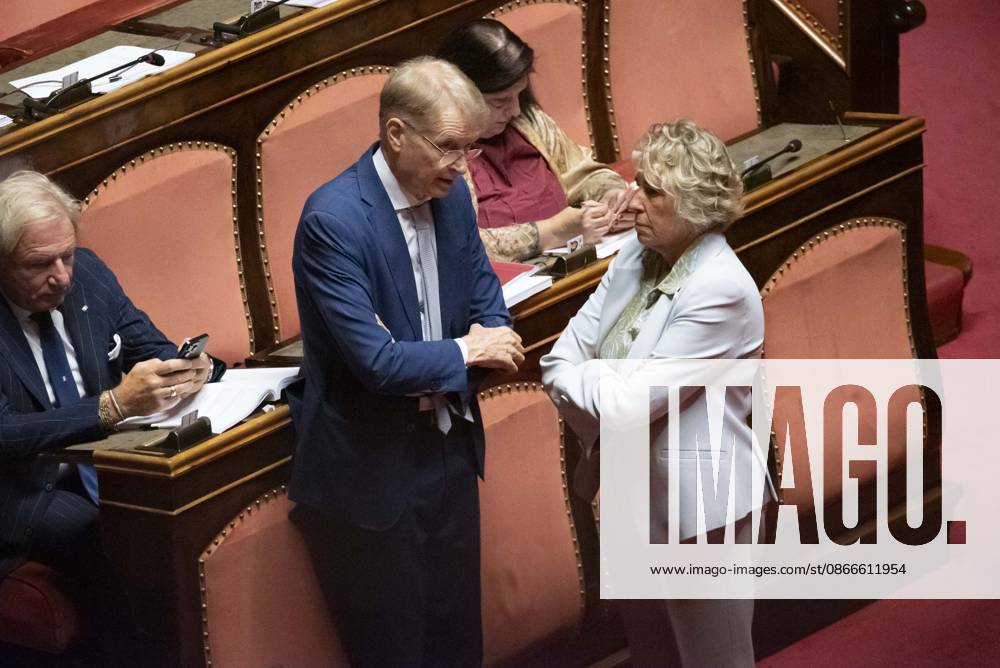 IPP Photo: Diego Nangano, Cappello, Rome, September 11, 2026. Senate of the Republic. Debate on Electoral Law Reform. Pictured: Lucio Malan (Fratelli d Italia) and Stefania Craxi (Forza Italia). Italy Photo Press World. Copyright