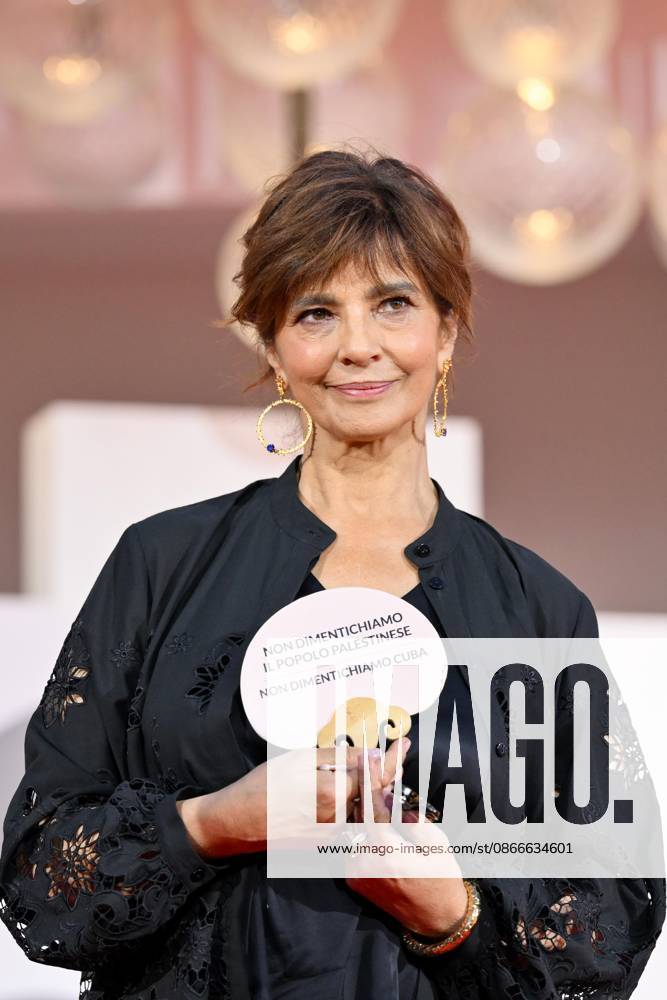 Laura Morante displays a pro-Palestinian and pro-Cuban symbol during the red carpet for the new IMAIE Award, 83rd Venice Film Festival. Venice, September 11, 2026 Venice Italy - ZUMAa289 20260911_zia_a289_408