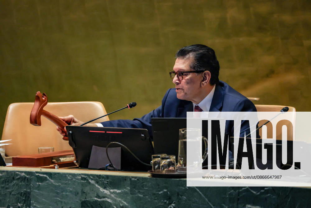 President of the 81st session of the UN General Assembly KHALILUR RAHMAN gavels the plenary meeting to order at UNHQ, as the Assembly considers the organization of work, adoption of the agenda and allocation of items for its new session. New York United States - ZUMAo116 20260911_znp_o116_042