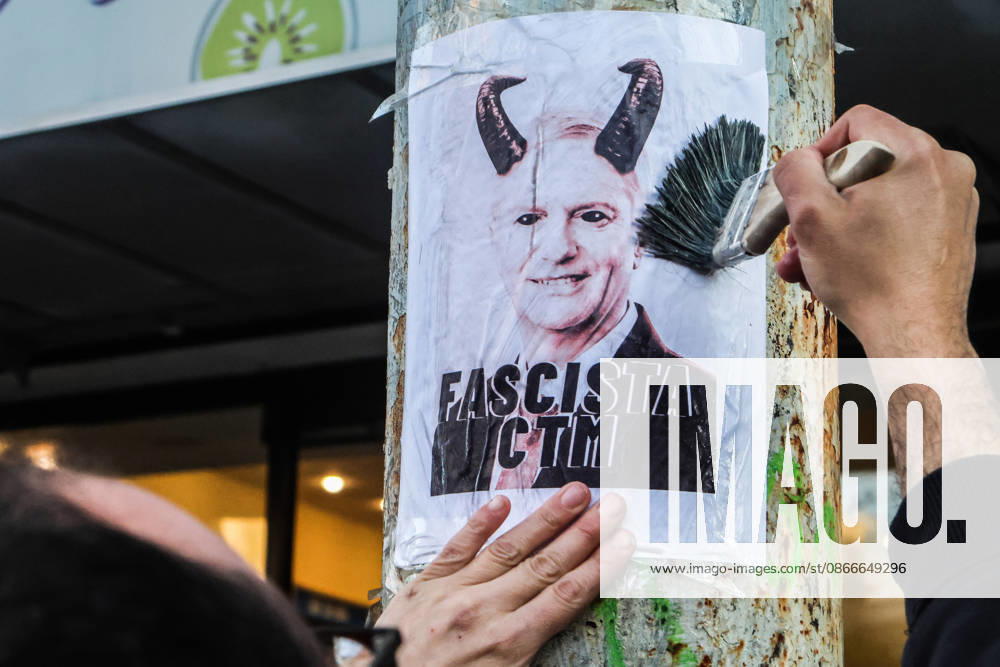 Demonstration march in commemoration of the 53rd anniversary of the coup d Ètat in ValparaÌso, Chile - 9 Sept 2026 A person sticks up an image of President JosÈ Antonio Kast bearing horns on a surface during a demonstration march commemorating the 53rd anniversary of the coup d Ètat in ValparaÌso. Valparaiso Chile