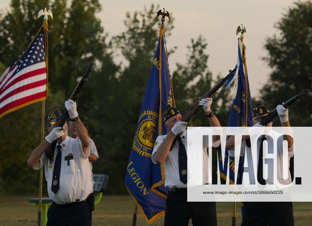 A 21-gun salute is given during the Siouxland Freedom ParkÃ¢â‚¬â ¢s 911 remembrance service and a retiring of U.S. flags Friday, Sept. 11, 2026 in South Sioux City, NE. American Legion Posts 175, 307, 97 of Jackson, South Sioux City and Homer, NE and posts 662 and 291 of Sergeant Bluff and Pierson, Iowa, along with the Veterans of Foreign Wars of South Sioux City participated in the Honor Guard. South Sioux City USA - ZUMAm41_ 20260911_zaf_m41_005