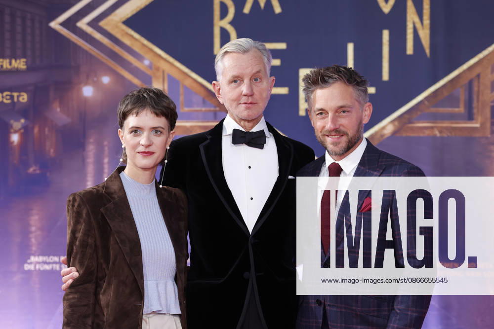 Actress Liv Lisa Fries, singer Max Raabe, and actor Volker Bruch at the NRW premiere of the fifth and final season of the TV series Babylon Berlin at the open-air cinema in Cologne s Rheinauhafen, September 11, 2026, NRW, Germany
