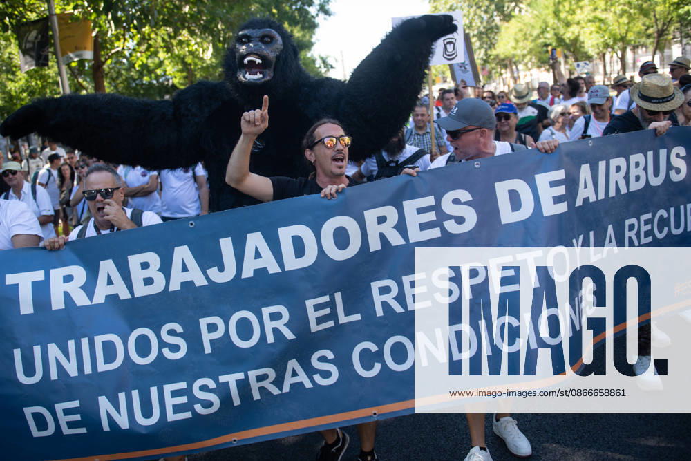 Airbus Workers Protest in Madrid Numerous people carry a banner reading Airbus Workers United for Respect and the Restoration of Our Working Conditions during a protest by Airbus employees on September 12, 2026, in Madrid, Spain. The march proceeded from Plaza de Colón to the Ministry of Industry headquarters and was attended by employees from workplaces in Madrid, Seville, Albacete, Toledo, and Cádiz. SEPTEMBER 12, 2026 Fernando Sá Madrid, Madrid, Spain