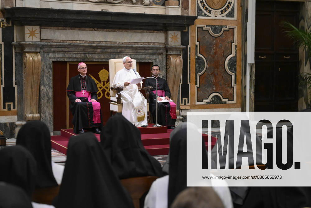 PRIVATE AUDIENCE Italy,Rome, Vatican, 2026 9 12 Pope Leo XVI receives in a private audience Participants in the Symposium of the Communio Internationalis Benedictinarum at the Vatican - NO BOOKS