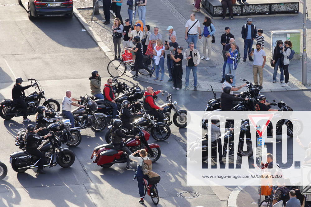 Berlin, Germany Freedom is our Religion. Under this slogan, hundreds of motorcyclists rode through Berlin to demonstrate against the abolition of freedom of association.